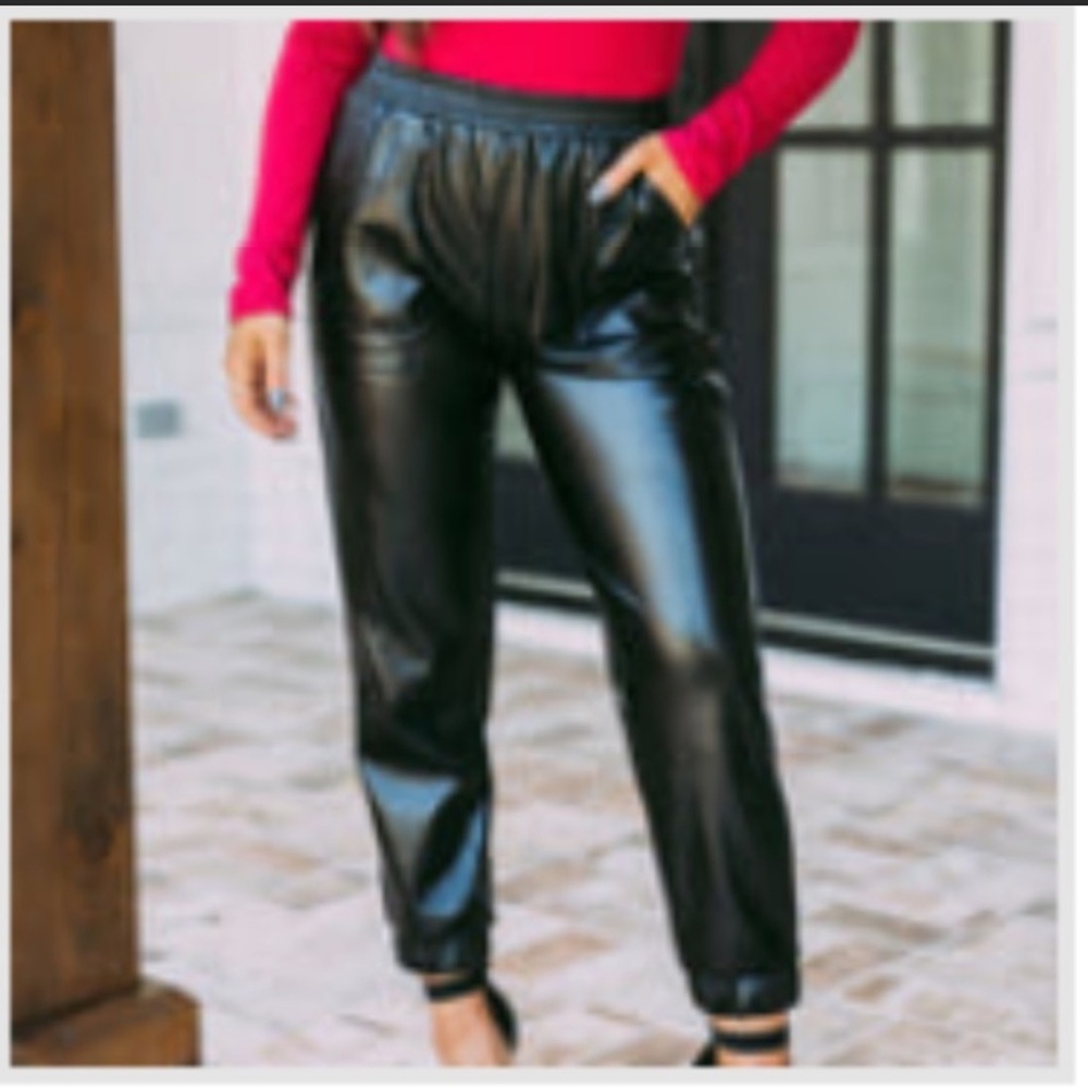 Faux Leather Joggers from These Three Boutique